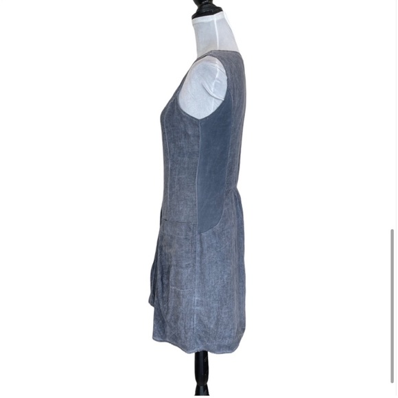 Lina Tomei 100% linen sleeveless blue grey pullover minimalist dress size small - Picture 3 of 11